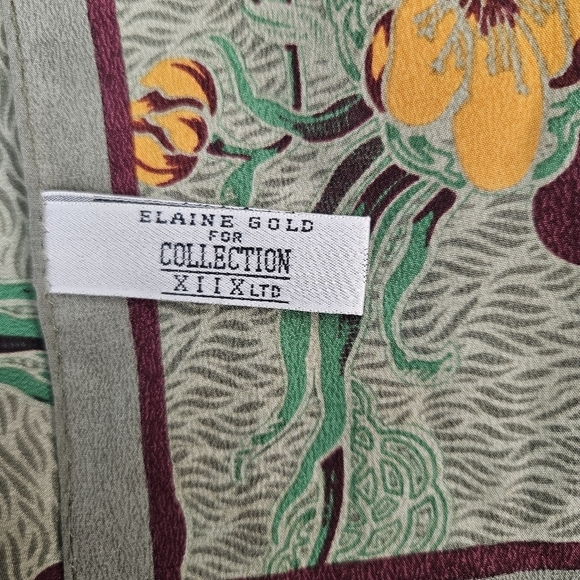 ELAINE GOLD 100% Silk Floral Square Scarf - Picture 4 of 5